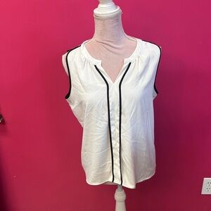 Calvin Klein White Blouse with Black Accents